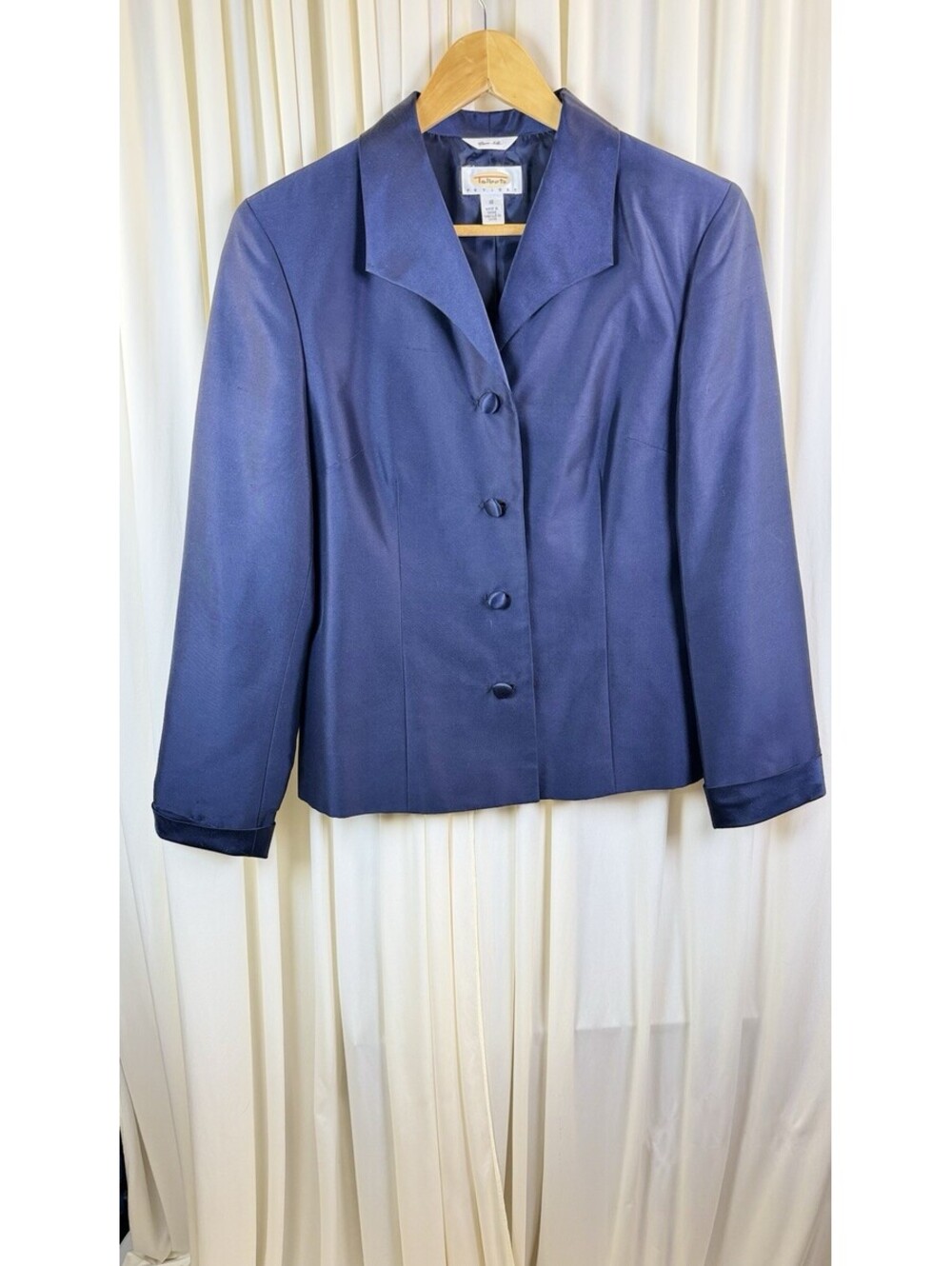 Talbots Pure Silk 4 Button Blazer Deep Navy Sz 10 Classic Business Sz 10